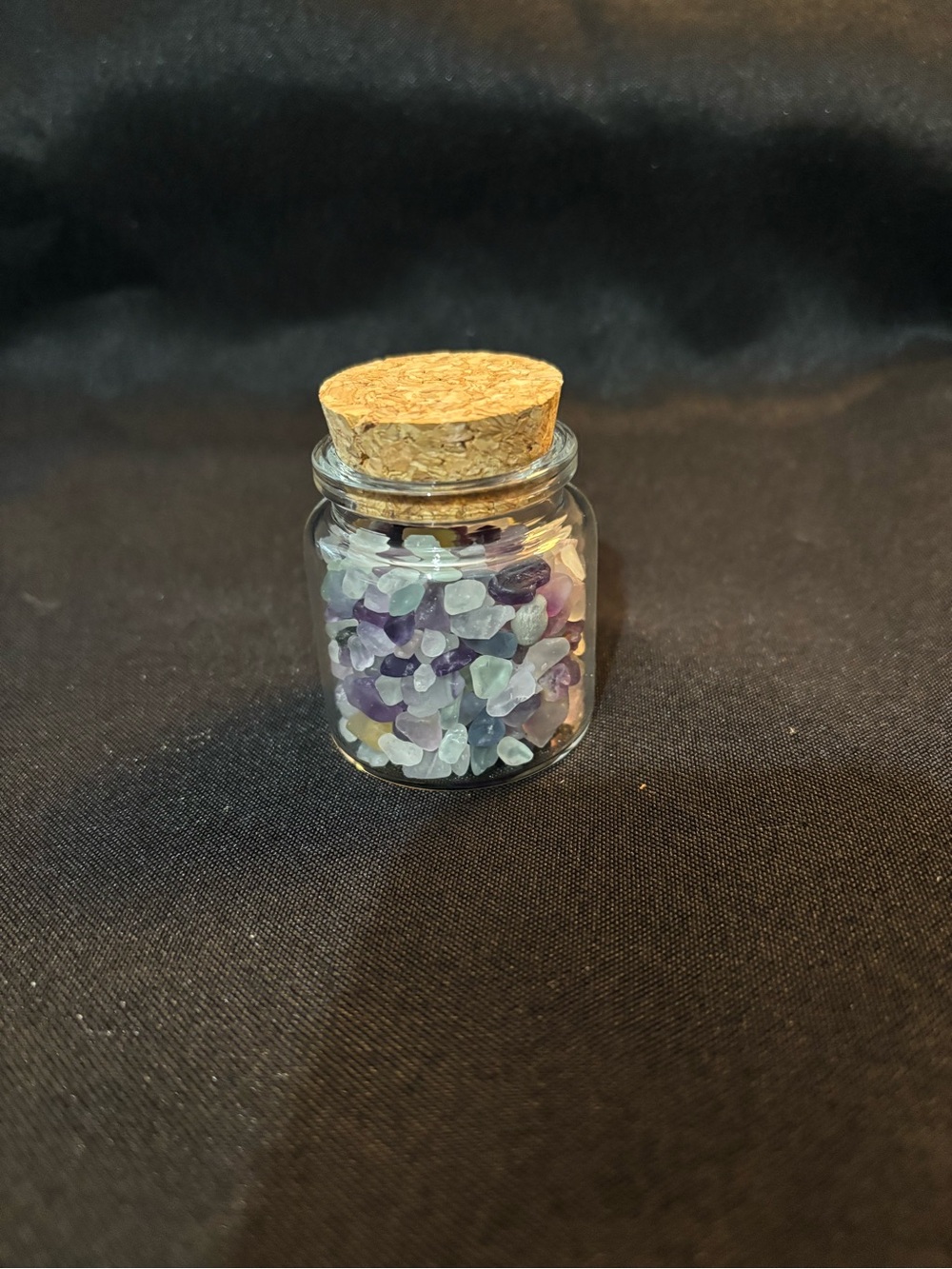 Crystal Wishing Jar - cute glass wishing jar filled with UV reactive fluorite.